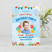 子供の虹の誕生日パーティー招待状 招待状 (スタンド正面)