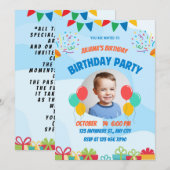 子供の虹の誕生日パーティー招待状 招待状 (正面/裏面)