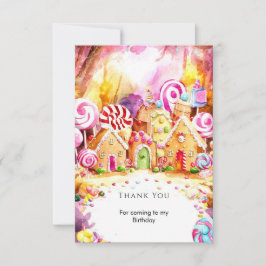 子供の虹色のキャンディーランド誕生日パーティー サンキューカード
