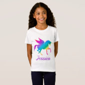 子供の虹色のユニコーン シルエット Tシャツ (正面フル)
