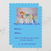 子供の虹色ユニコーンの誕生日招待状 招待状 (正面/裏面)