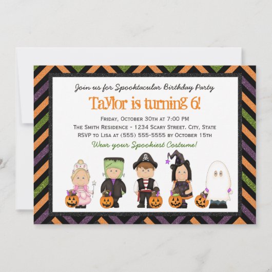 子供の衣装 ハロウィン 誕生日パーティーの招待状 I 招待状 (正面)