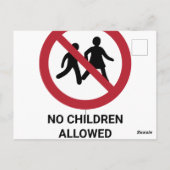 子供の許可なし、禁止記号 ポストカード (裏面)