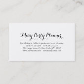 子供の誕生会のプランナーの名刺 名刺 (裏面)