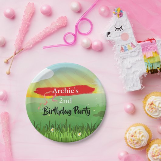 子供の誕生日おもしろいフィールド素朴フェスティバル ペーパープレート (パーティー)