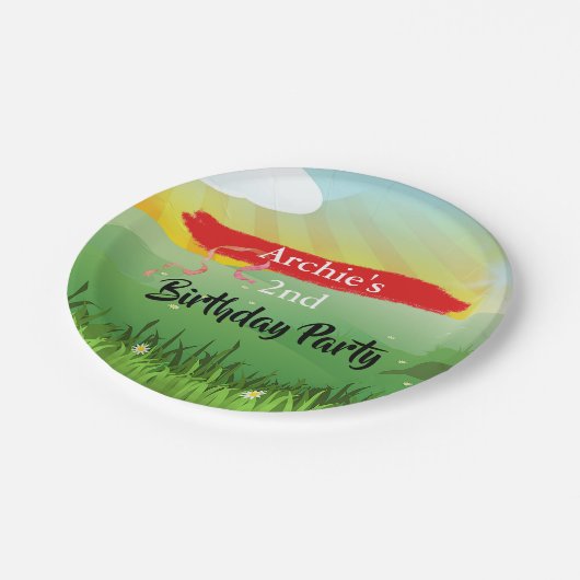 子供の誕生日おもしろいフィールド素朴フェスティバル ペーパープレート (アングル)