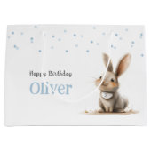 子供の誕生日かわいいバニー ラージペーパーバッグ (正面)
