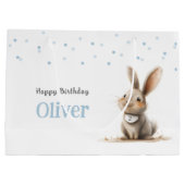 子供の誕生日かわいいバニー ラージペーパーバッグ (裏面)