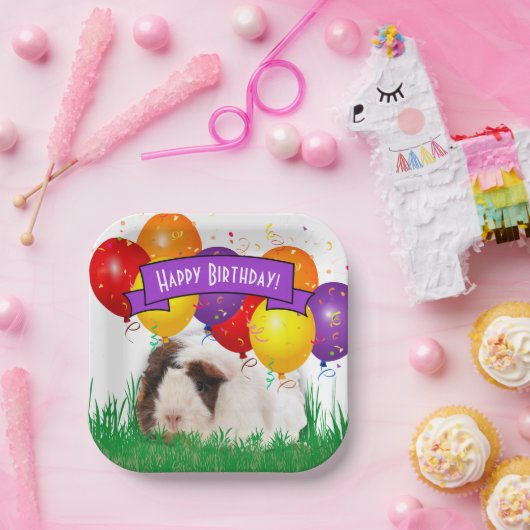 子供の誕生日かわいいモルモット動物のテーマ ペーパープレート (パーティー)