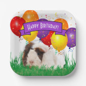 子供の誕生日かわいいモルモット動物のテーマ ペーパープレート (正面)
