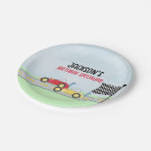 子供の誕生日かわいい男の子の漫画レースカーカスタムズ ペーパープレート (アングル)