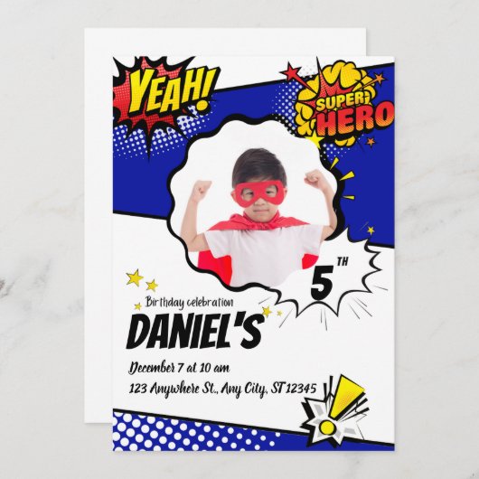 子供の誕生日すごいExvasanzaパーティーbros 招待状 (正面/裏面)