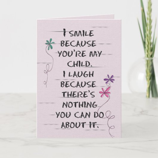 子供の誕生日とグリッター花カード カード (正面)