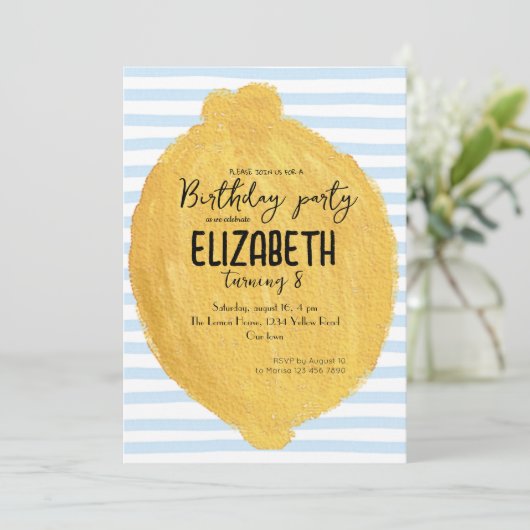 子供の誕生日におすすめのレモン パーティー招待状 招待状 (スタンド正面)