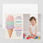 子供の誕生日におすすめの編集可能なアイスクリームの招待状 招待状 (正面/裏面)