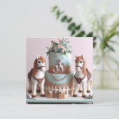 子供の誕生日にぴったりなポニーの飾りケーキ 招待状 (スタンド正面)