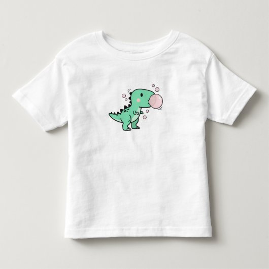 子供の誕生日にぴったり!泡を吹くかわいいティラノサウルス トドラーTシャツ (正面)