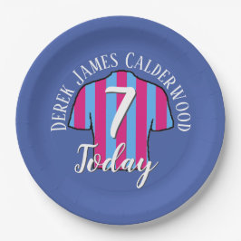 子供の誕生日にカスタマイズできるサッカーTシャツデザイン ペーパープレート