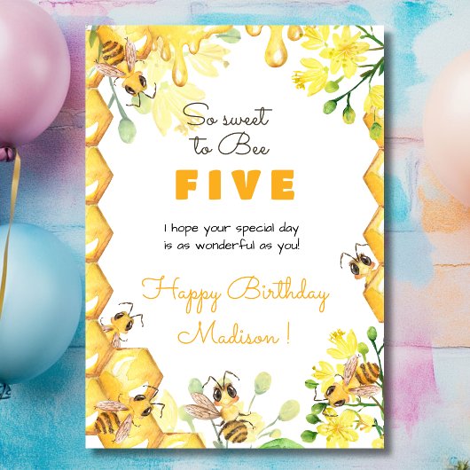 子供の誕生日にハチが幸せでとっても甘い カード