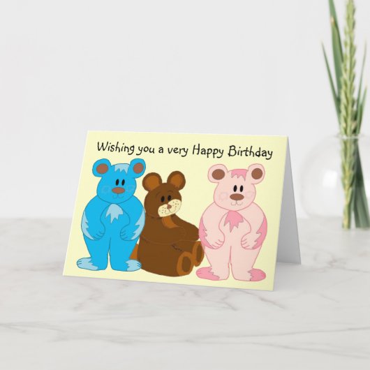 子供の誕生日のクマ カード (正面)