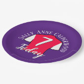 子供の誕生日のサッカーシャツをパーソナライズ ペーパープレート (アングル)