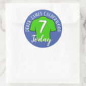 子供の誕生日のサッカーシャツをパーソナライズ ラウンドシール (バッグ)