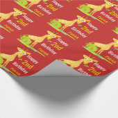 子供の誕生日のパーソナライズな子供のWatercolerのキリン ラッピングペーパー (角)