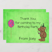 子供の誕生日のパーティーのサンキューカード 招待状 (正面/裏面)