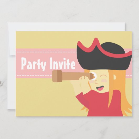 子供の誕生日のパーティー: かわいい海賊女の子のテーマ 招待状 (裏面)