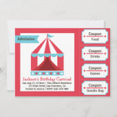 子供の誕生日のパーティー-カーニバルの入場のチケット 招待状 (正面)