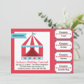 子供の誕生日のパーティー-カーニバルの入場のチケット 招待状 (スタンド正面)