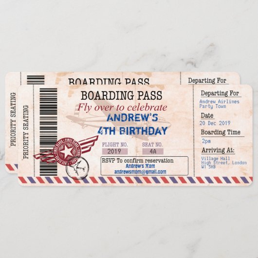 子供の誕生日の招待をカスタマイズする 招待状 (正面/裏面)