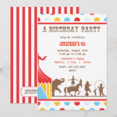 子供の誕生日の招待状-サーカス 招待状 (正面/裏面)