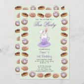 子供の誕生日の招待状（ドーナツとバニー） 招待状 (正面/裏面)