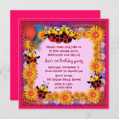 子供の誕生日の招待039B: 7匹のてんとう虫 招待状 (正面/裏面)