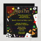 子供の誕生日の招待043の魔法のパーティー 招待状 (正面/裏面)