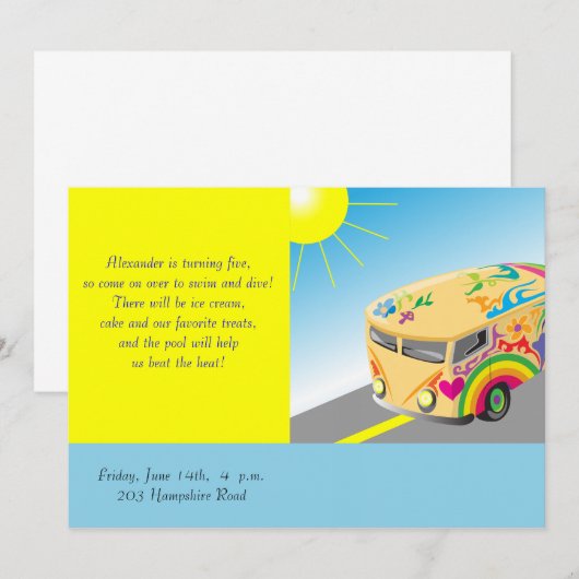 子供の誕生日の招待 招待状 (正面/裏面)