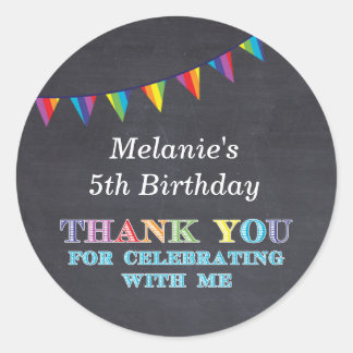 子供の誕生日の黒板バンティングのスティッカー好み ラウンドシール