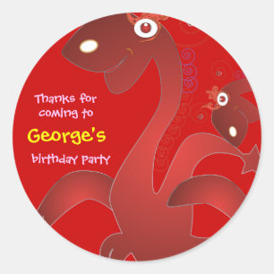 子供の誕生日はステッカー感謝していしています: 赤いドラゴン ラウンドシール