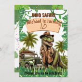 子供の誕生日への招待: Dino Safari, QRコード 招待状 (正面/裏面)