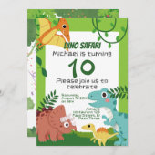 子供の誕生日への招待： Dino Safari, QRコード 招待状 (正面/裏面)