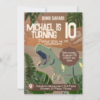 子供の誕生日への招待： Dino Safari, QRコード 招待状