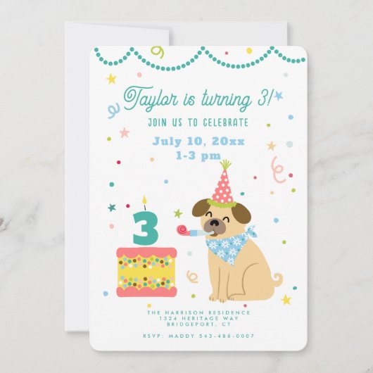 子供の誕生日をお祝い 招待状 (正面)