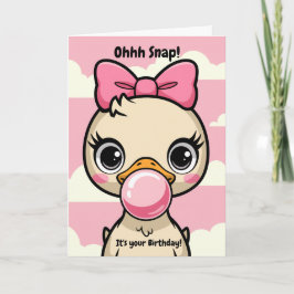 子供の誕生日アヒルとピンクの吹弓バブルおもしろい カード