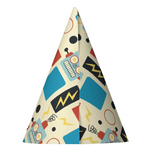 子供の誕生日アンティークロボットパターン パーティーハット (裏面)