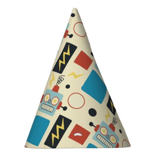 子供の誕生日アンティークロボットパターン パーティーハット (右)