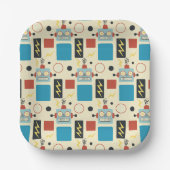 子供の誕生日アンティークロボットパターン ペーパープレート (正面)
