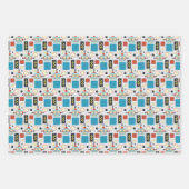 子供の誕生日アンティークロボットパターン ラッピングペーパーシート (正面3)