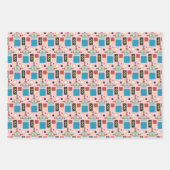 子供の誕生日アンティークロボットパターン ラッピングペーパーシート (正面2)