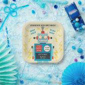 子供の誕生日アンティークロボット ペーパープレート (パーティー)